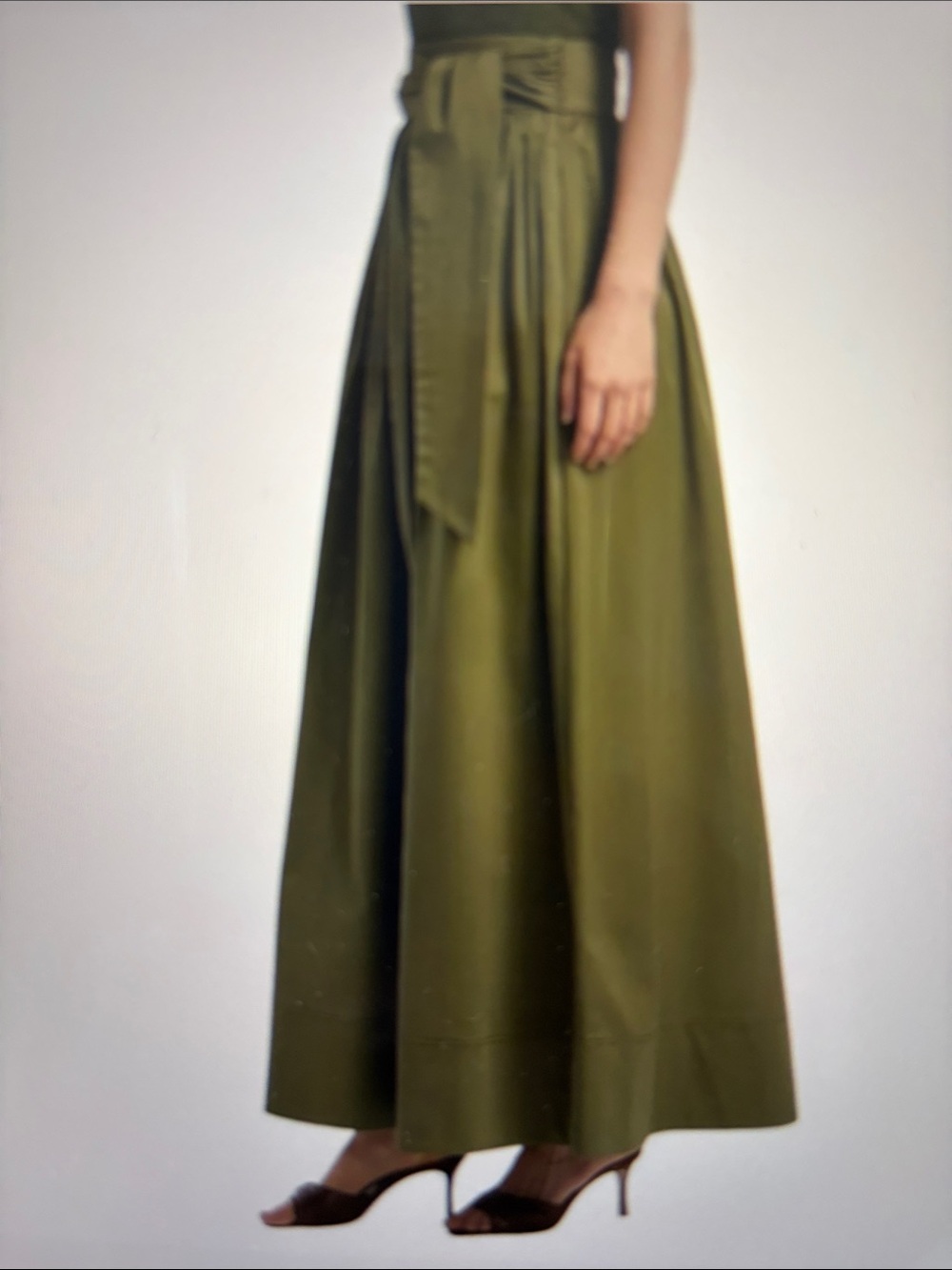 Toccin Sabine Olive Green Tie-Waist Maxi Skirt nwot